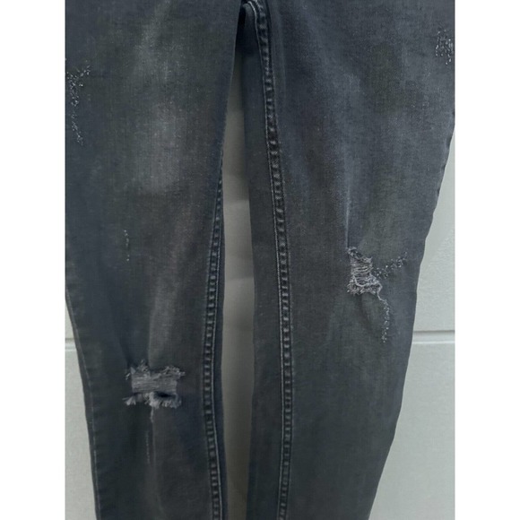 Free People Vintage Black Great Heights Frayed Distressed Skinny Jeans Size 24 - Picture 13 of 16